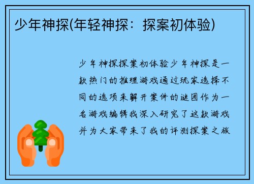 少年神探(年轻神探：探案初体验)